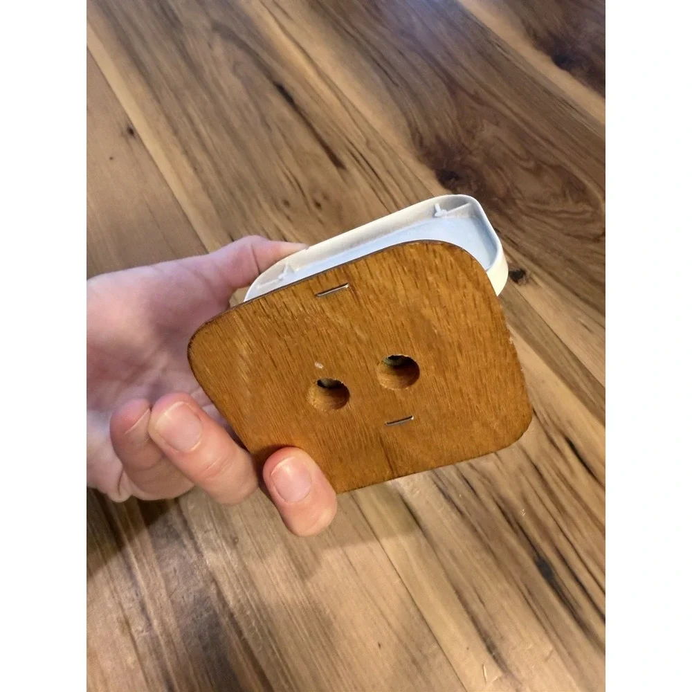 Vintage Wall Mount Soap Dish Cream Plastic Wood Bathroom Retro MCM